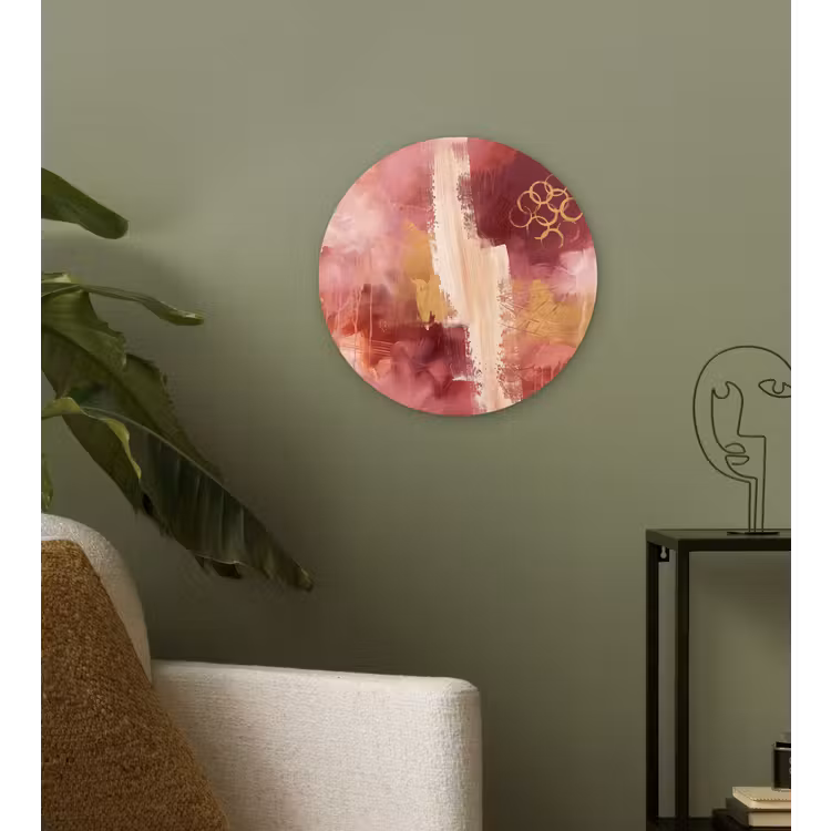Wandcirkel - Glas - Abstract - Rood - Goud - Modern - Kunst — 3