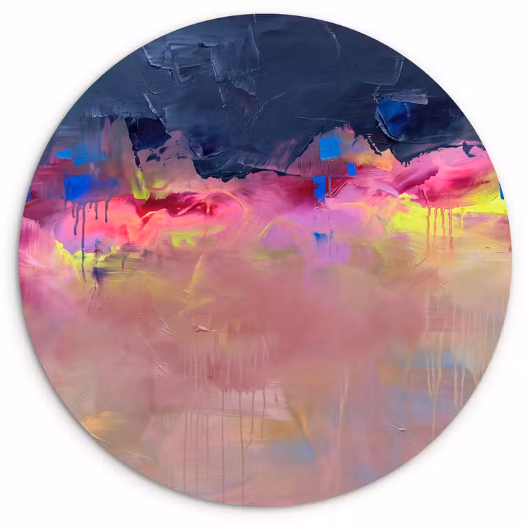 Wandcirkel - Glas - Abstract - Textuur - Kleuren - Modern - Roze — 1
