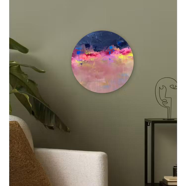 Wandcirkel - Glas - Abstract - Textuur - Kleuren - Modern - Roze — 3