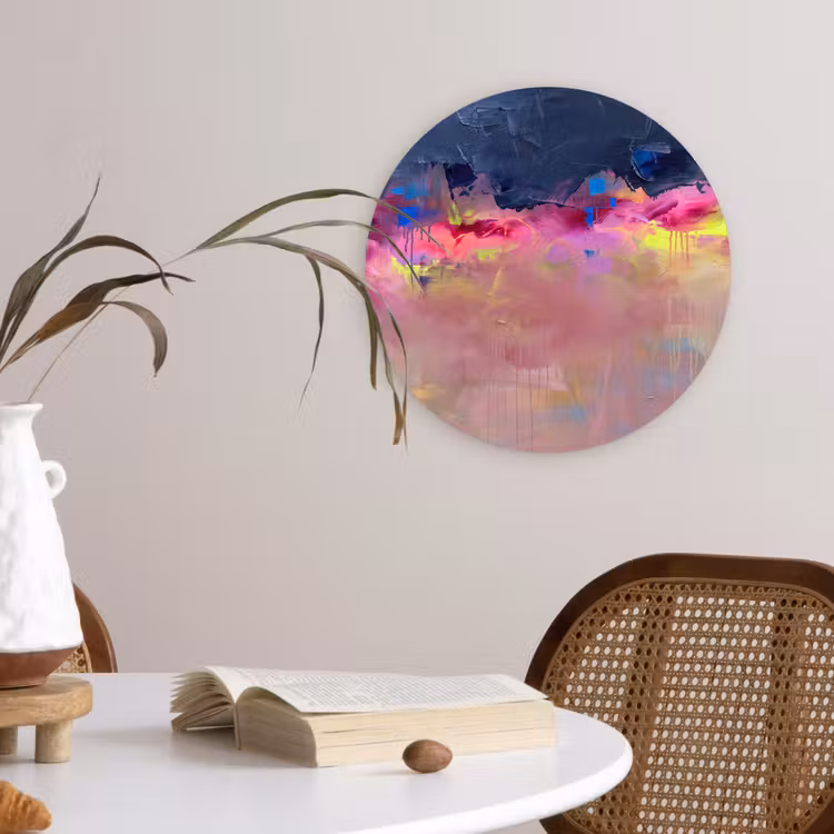 Wandcirkel - Glas - Abstract - Textuur - Kleuren - Modern - Roze — 4