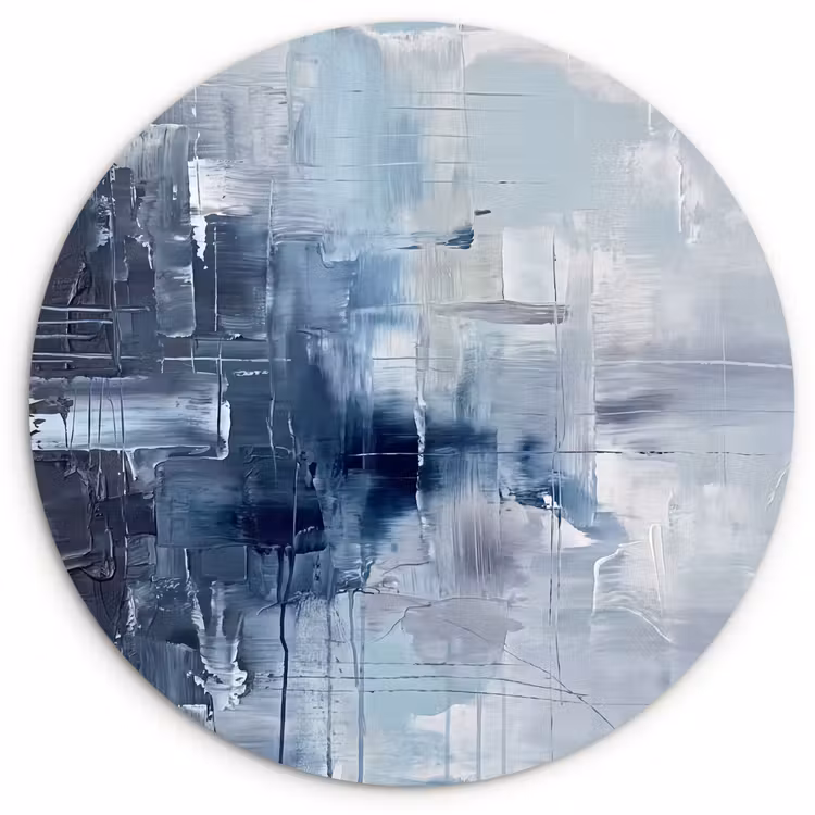 Wandcirkel - Glas - Abstract - Textuur - Kunst - Modern - Blauw — 1