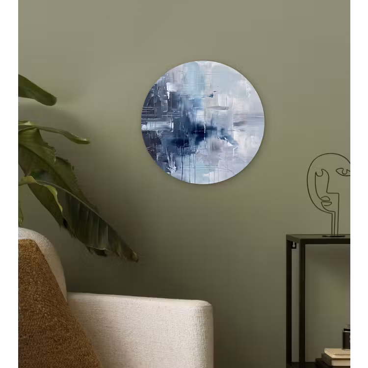 Wandcirkel - Glas - Abstract - Textuur - Kunst - Modern - Blauw — 3