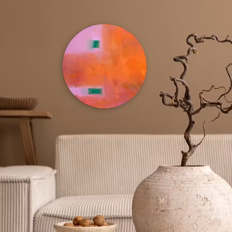 Wandcirkel - Glas - Abstract - Vlakken - Kunst - Modern - Oranje — 2