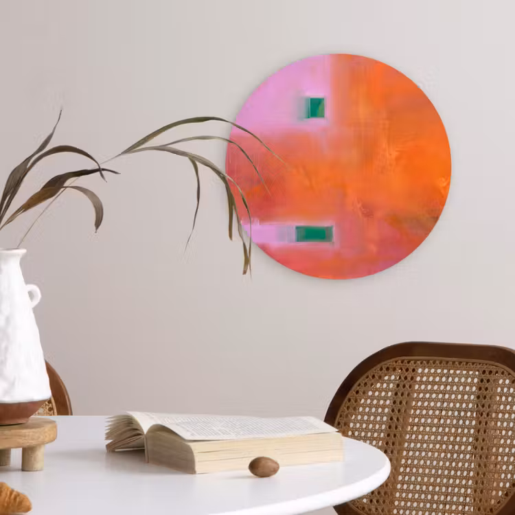 Wandcirkel - Glas - Abstract - Vlakken - Kunst - Modern - Oranje — 4
