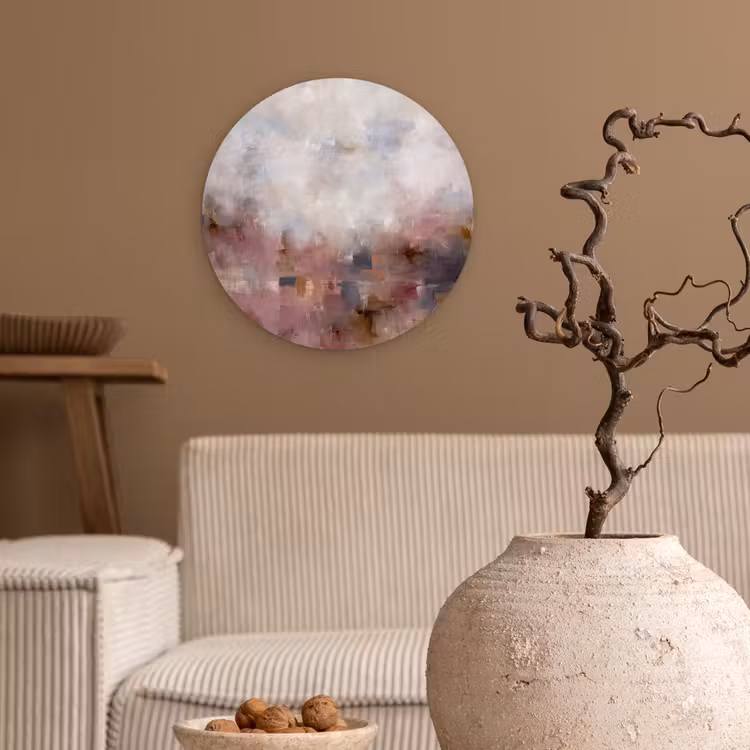 Wandcirkel - Glas - Abstract - Vloeiend - Kunst - Modern - Beige — 2