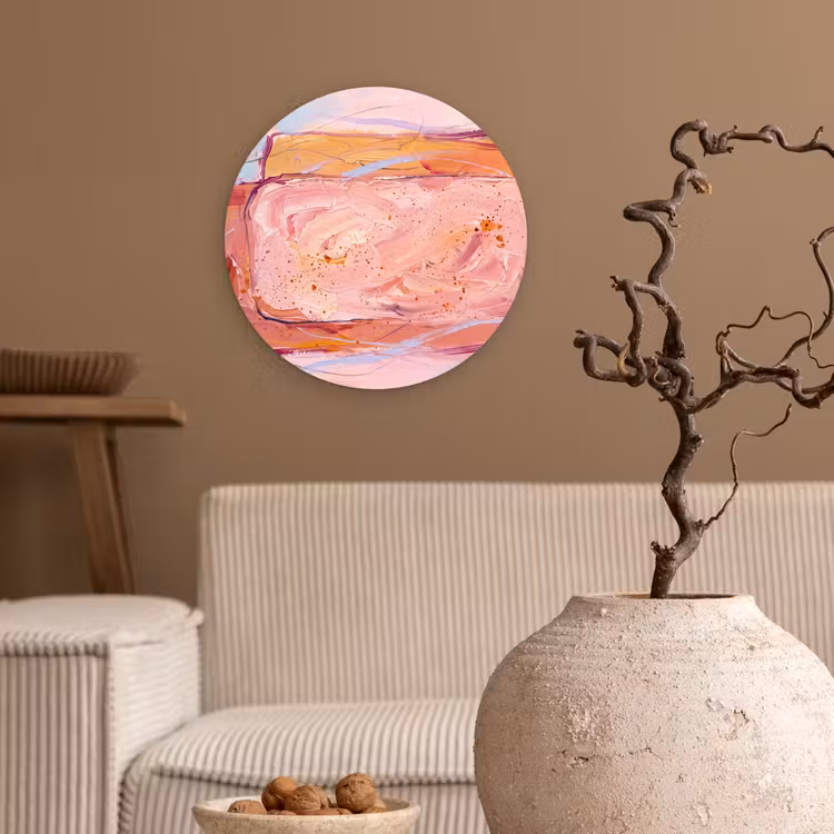 Wandcirkel - Glas - Abstract - Vormen - Modern - Roze — 2