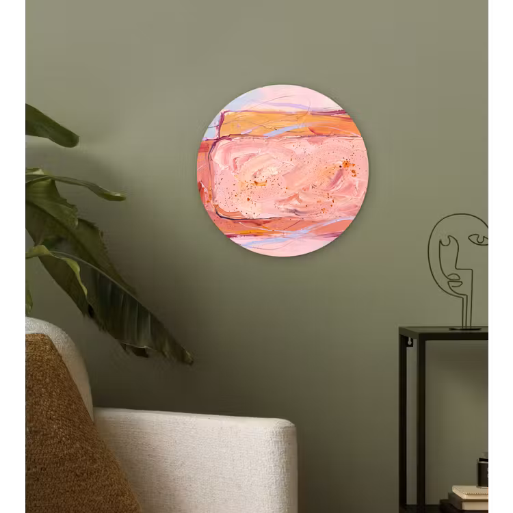 Wandcirkel - Glas - Abstract - Vormen - Modern - Roze — 3