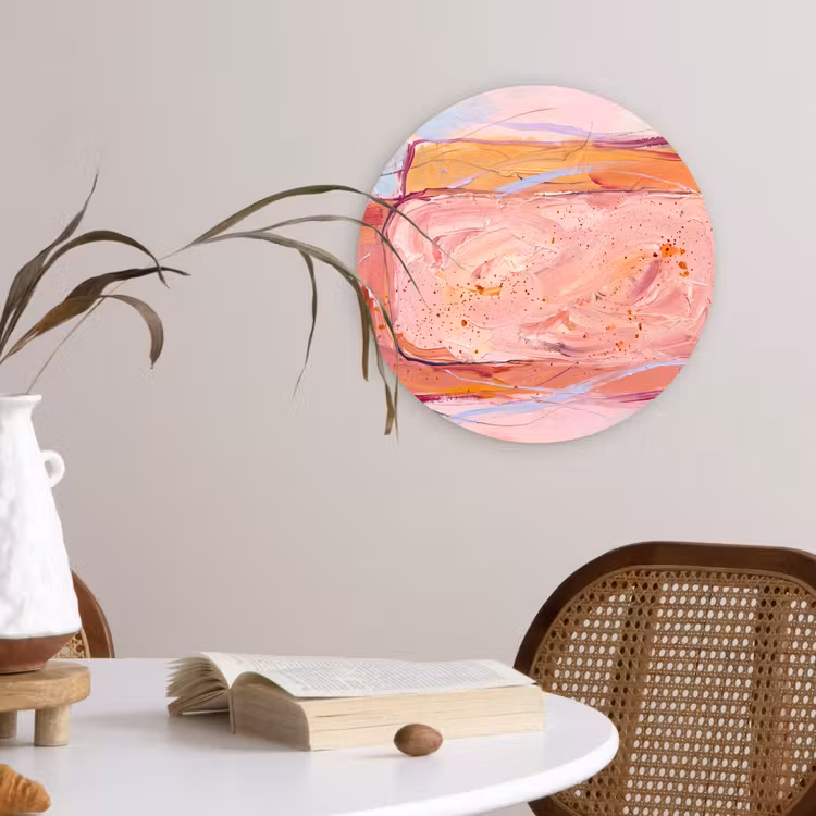 Wandcirkel - Glas - Abstract - Vormen - Modern - Roze — 4