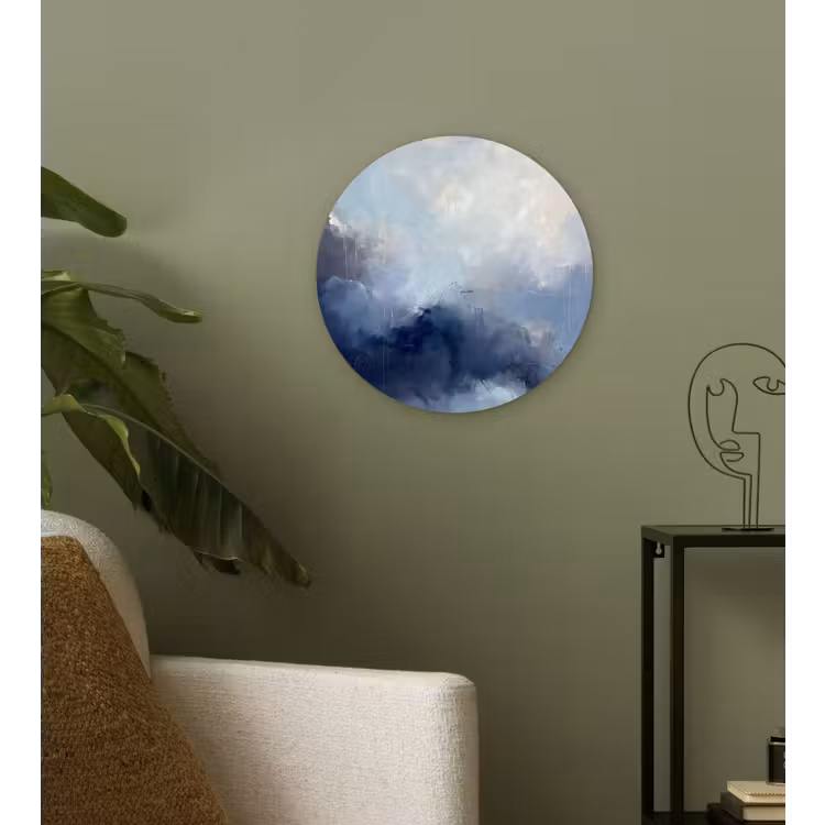 Wandcirkel - Glas - Abstract - Wolken - Modern - Blauw - Kunst — 3