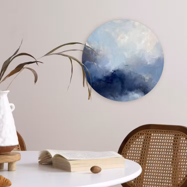 Wandcirkel - Glas - Abstract - Wolken - Modern - Blauw - Kunst — 4