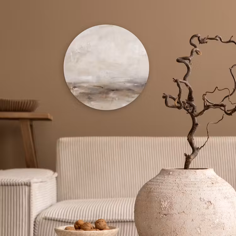 Wandcirkel - Glas - Abstrakt - Landschap - Modern - Beige - Kunst — 2