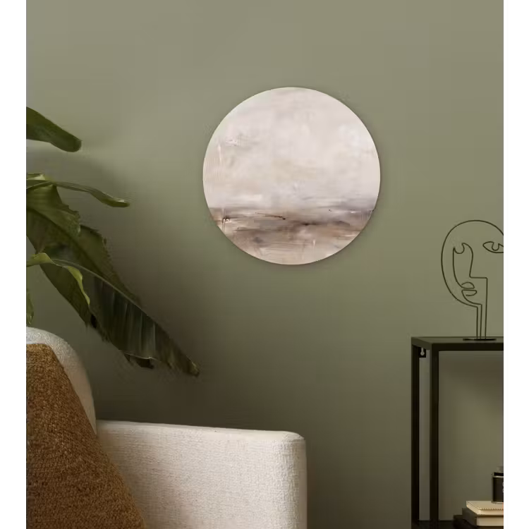 Wandcirkel - Glas - Abstrakt - Landschap - Modern - Beige - Kunst — 3