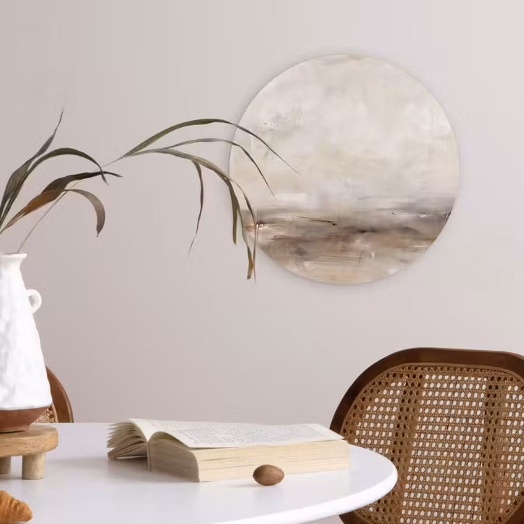 Wandcirkel - Glas - Abstrakt - Landschap - Modern - Beige - Kunst — 4