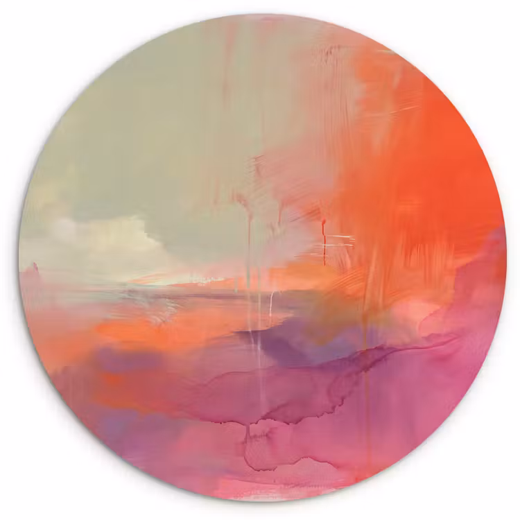 Wandcirkel - Glas - Kunst - Vloeiend - Overgangen - Oranje — 1