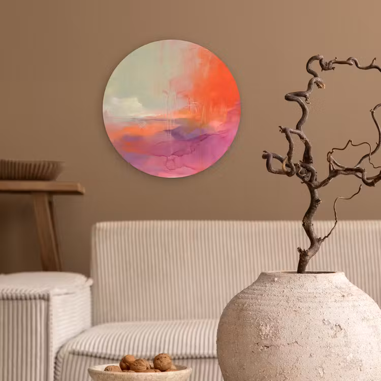 Wandcirkel - Glas - Kunst - Vloeiend - Overgangen - Oranje — 2