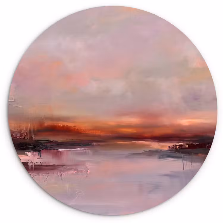 Wandcirkel - Glas - Landschap - Zonsondergang - Abstract - Modern - Roze — 1