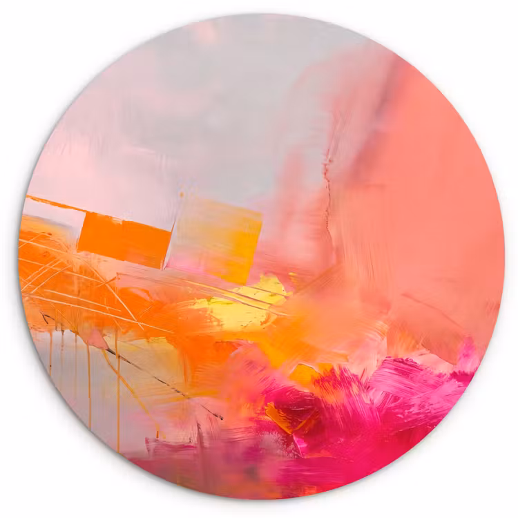 Wandcirkel - Glas - Abstract - Kleurrijk - Modern - Roze — 1
