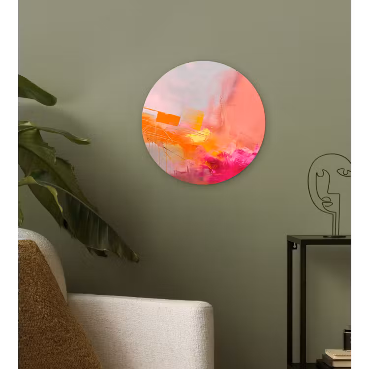 Wandcirkel - Glas - Abstract - Kleurrijk - Modern - Roze — 3