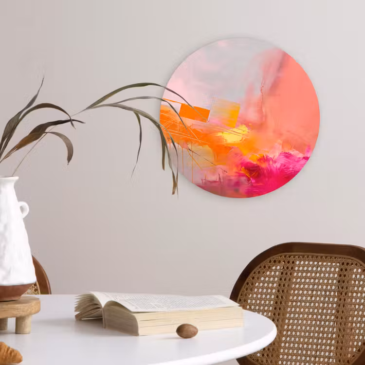 Wandcirkel - Glas - Abstract - Kleurrijk - Modern - Roze — 4