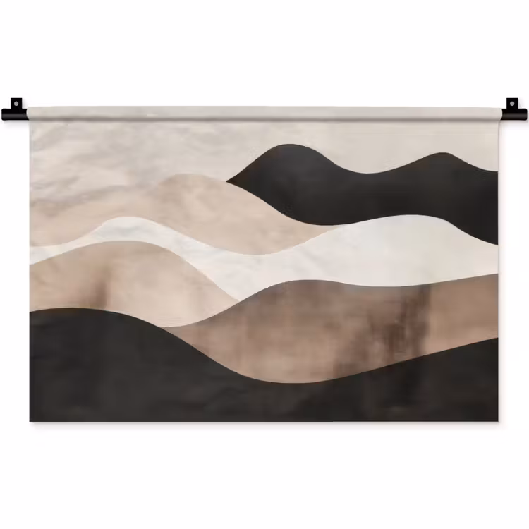 Wandkleed - Abstract - Landschap - Golven - Crèmekleur — 1