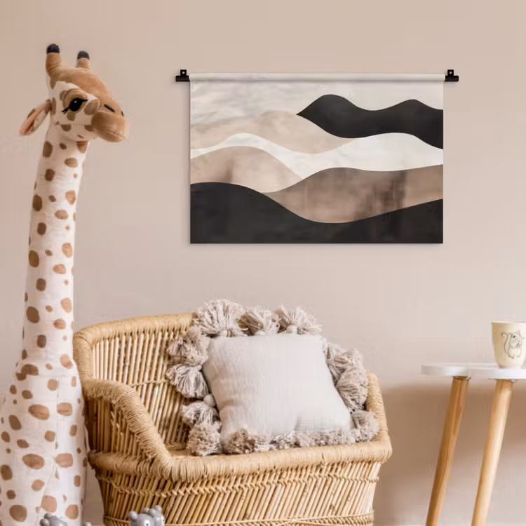 Wandkleed - Abstract - Landschap - Golven - Crèmekleur — 5