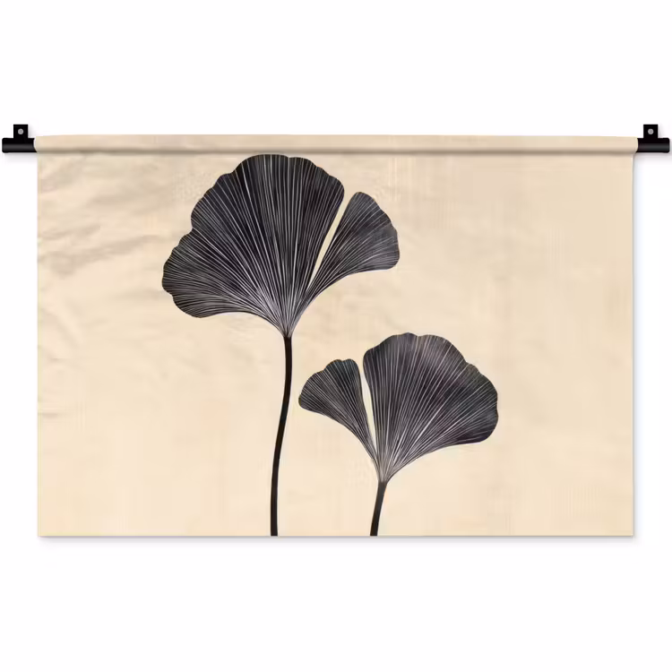 Wandkleed - Bladeren - Minimalistisch - Zwart — 1