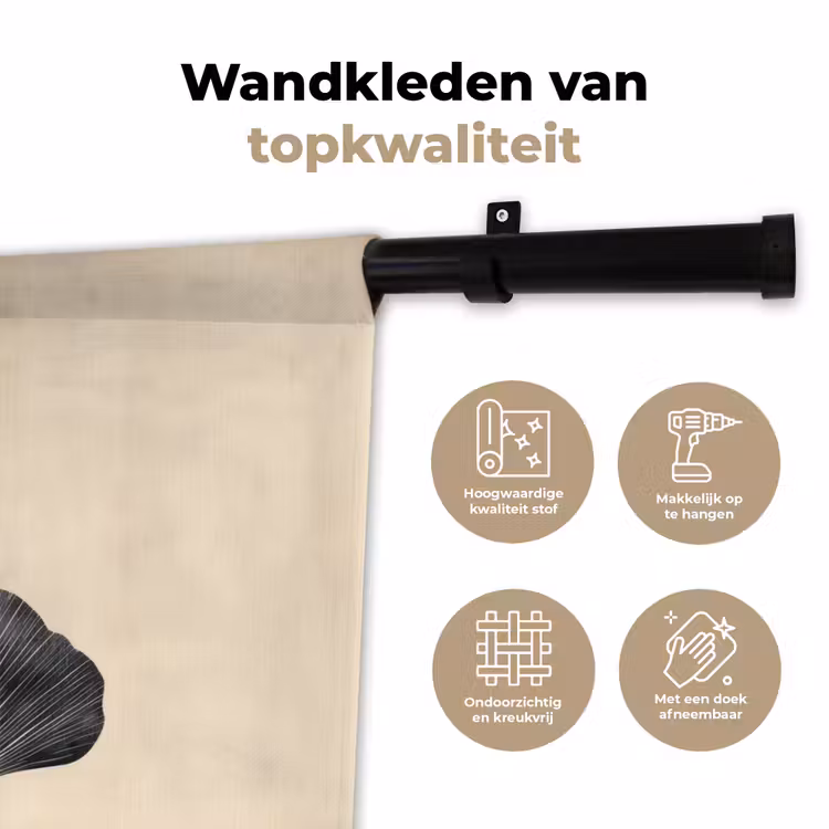 Wandkleed - Bladeren - Minimalistisch - Zwart — 3