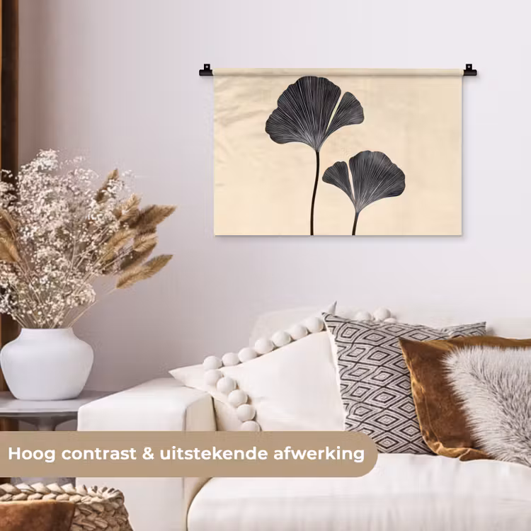 Wandkleed - Bladeren - Minimalistisch - Zwart — 4