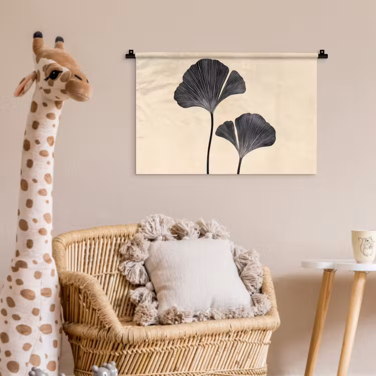 Wandkleed - Bladeren - Minimalistisch - Zwart — 5