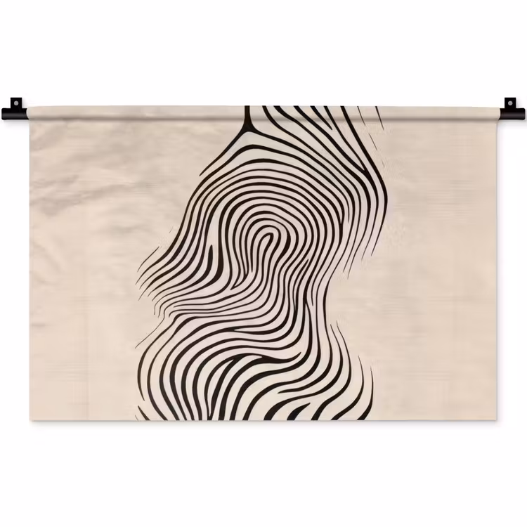 Wandkleed - Lijnen - Abstract - Golvend - Zwart — 1