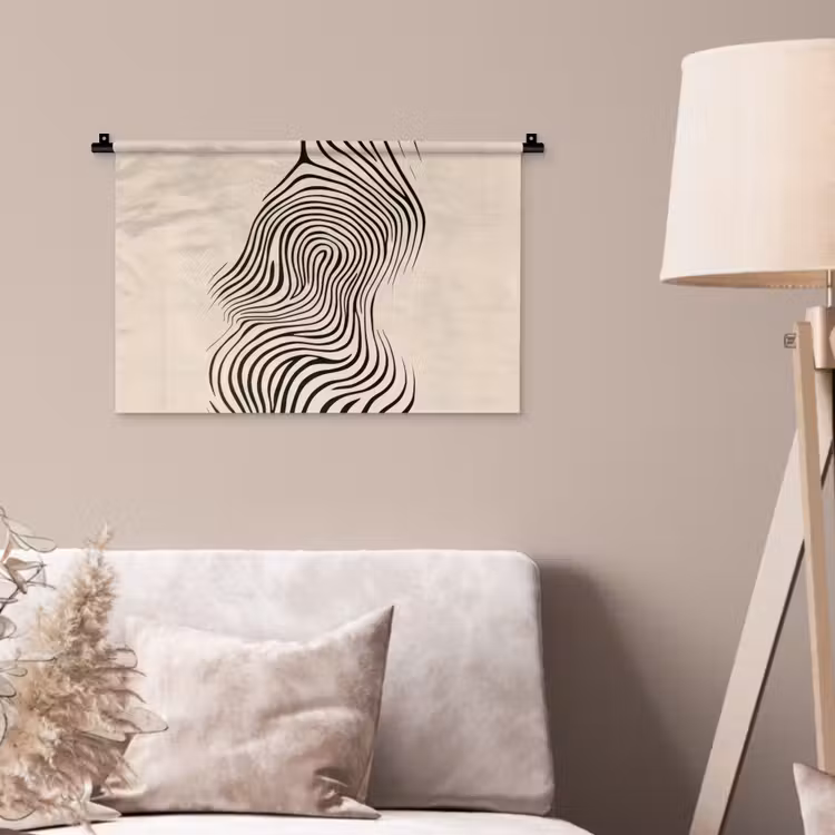 Wandkleed - Lijnen - Abstract - Golvend - Zwart — 2