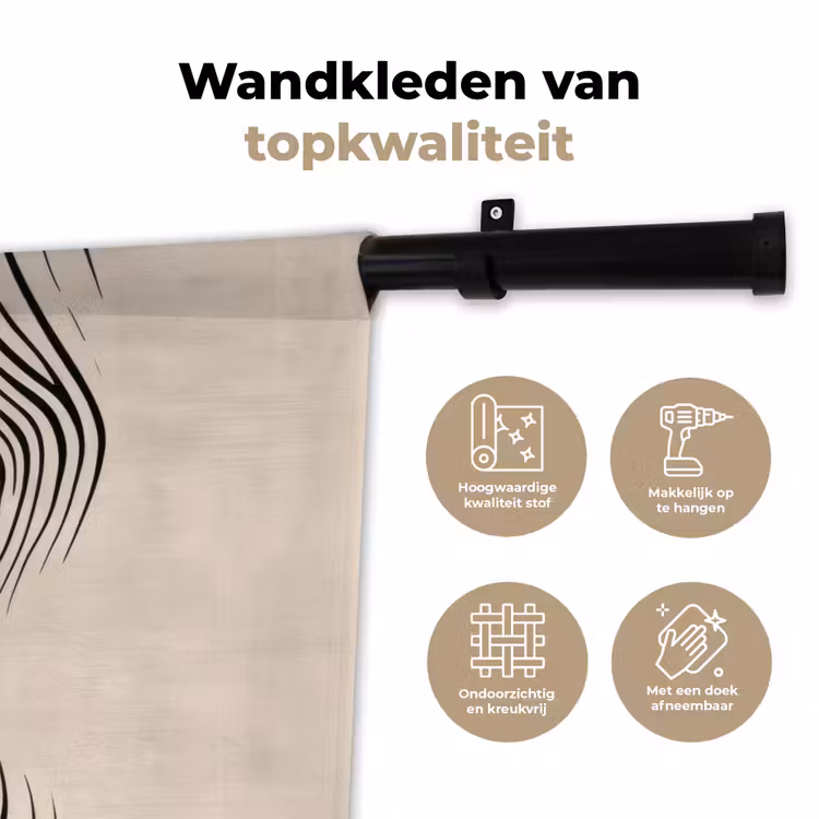 Wandkleed - Lijnen - Abstract - Golvend - Zwart — 3