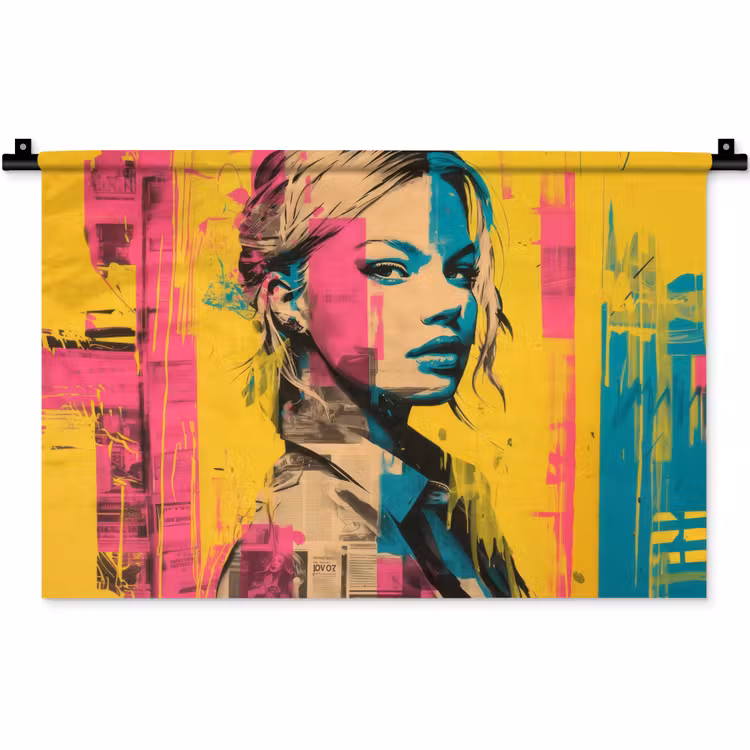 Wandkleed - Vrouw - Verfstrepen - Gekleurd — 1