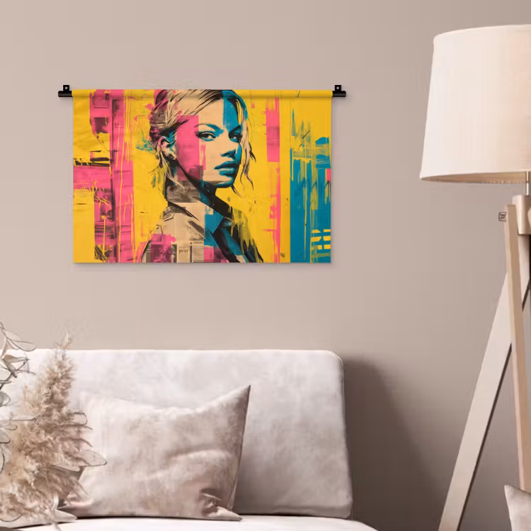 Wandkleed - Vrouw - Verfstrepen - Gekleurd — 2