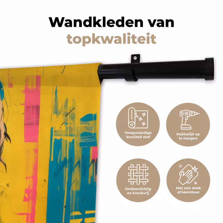 Wandkleed - Vrouw - Verfstrepen - Gekleurd — 3