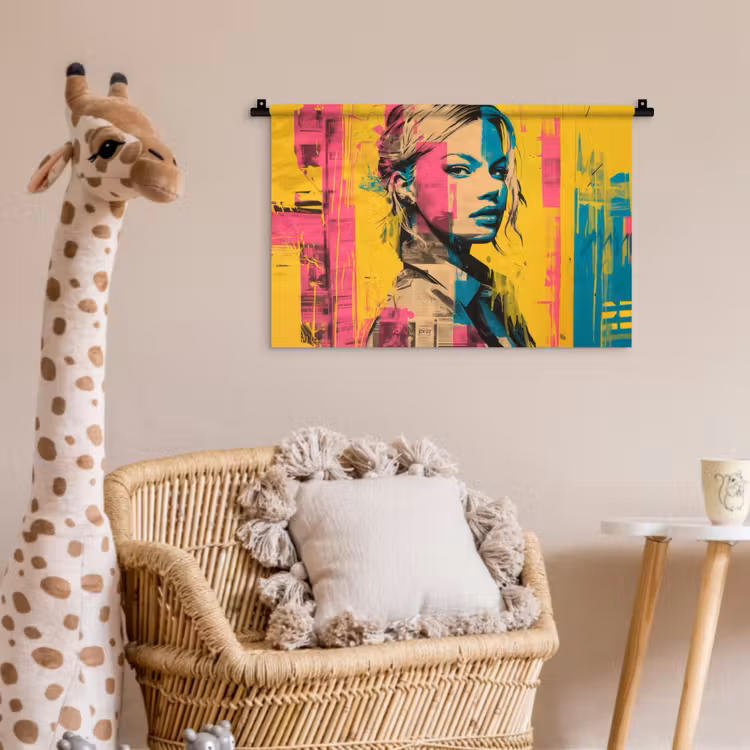 Wandkleed - Vrouw - Verfstrepen - Gekleurd — 5