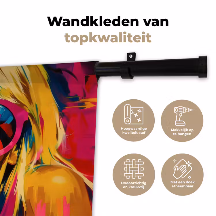 Wandkleed - Zonnebril - Roze - Vrouw - Rietje — 3