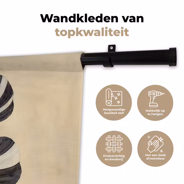 Wandkleed - Zwart - Bladeren - Strepen - Minimalistisch — 3