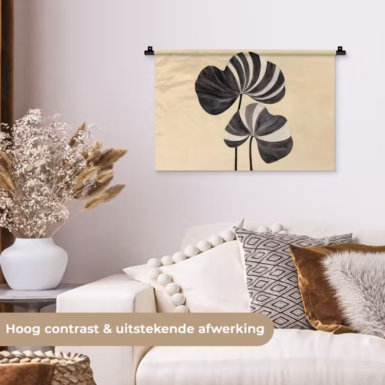 Wandkleed - Zwart - Bladeren - Strepen - Minimalistisch — 4