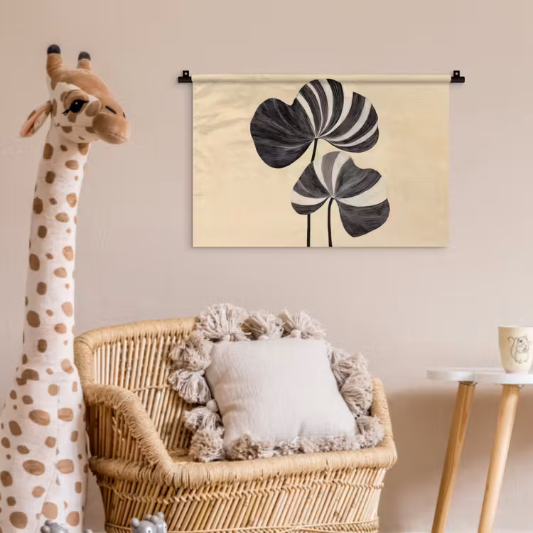 Wandkleed - Zwart - Bladeren - Strepen - Minimalistisch — 5