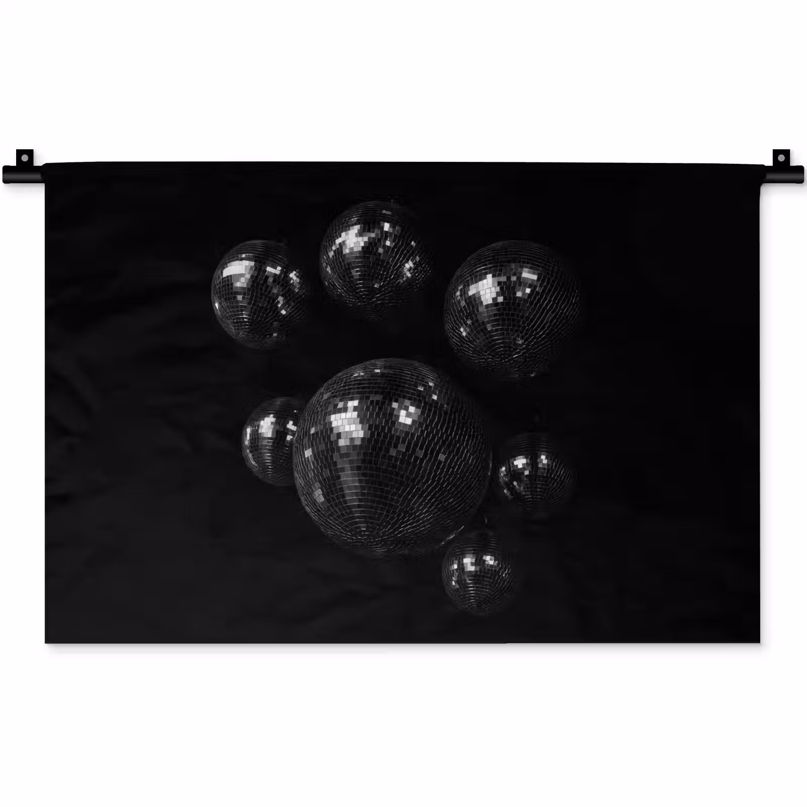 Wandkleed - Discoballen - Minimalistisch - Zwart — 1