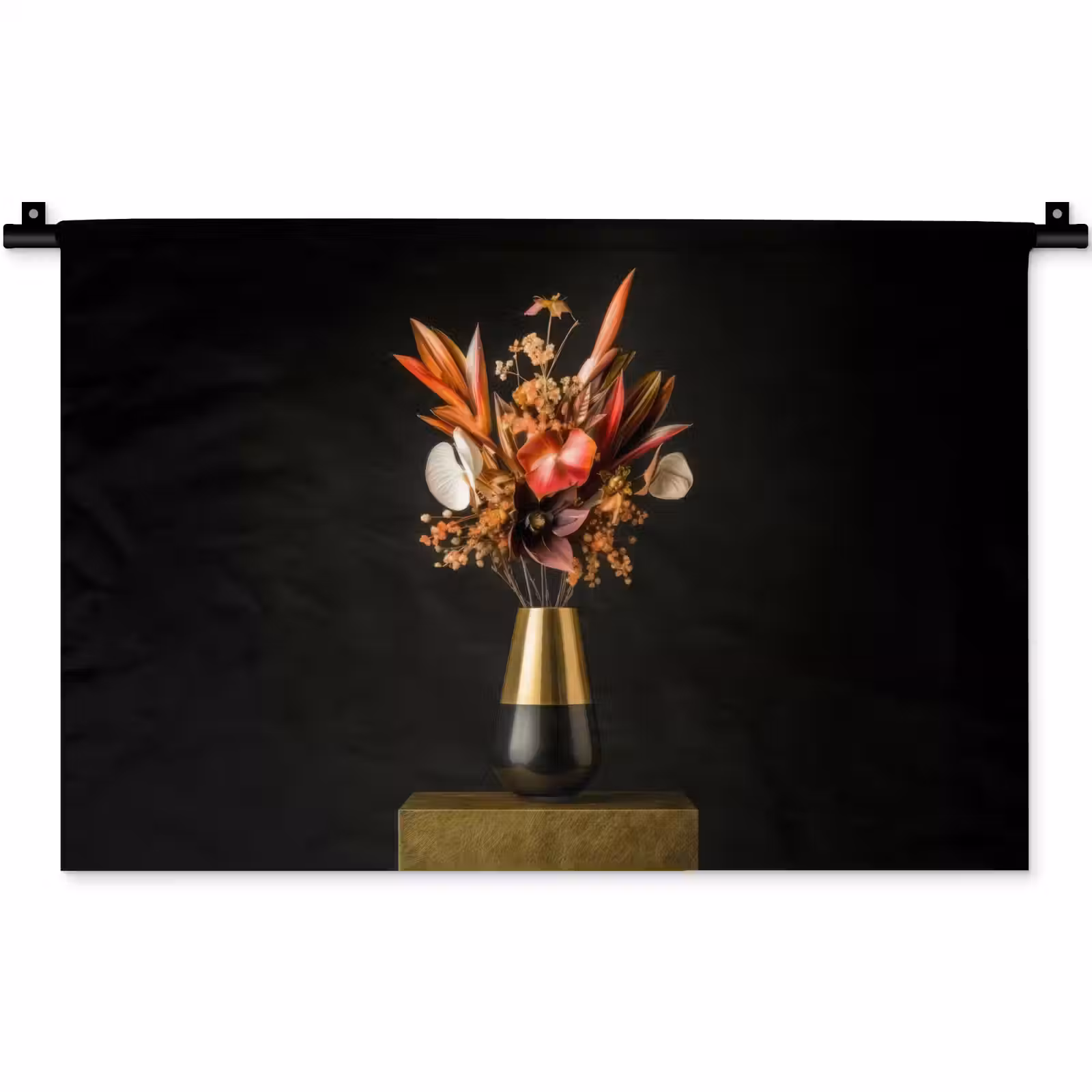 Wandkleed - Exotisch - Boeket - Vaas - Goud — 1