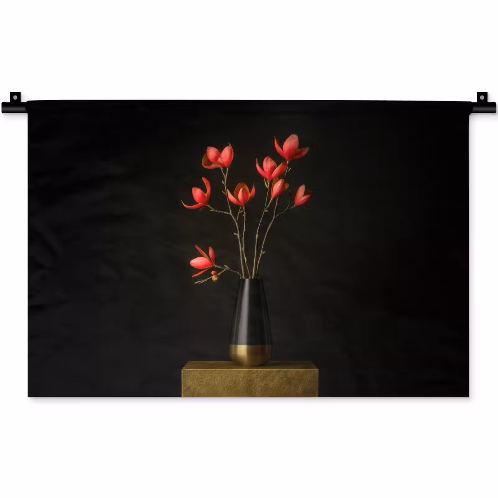 Wandkleed - Rode - Bloemen - Vaas — 1