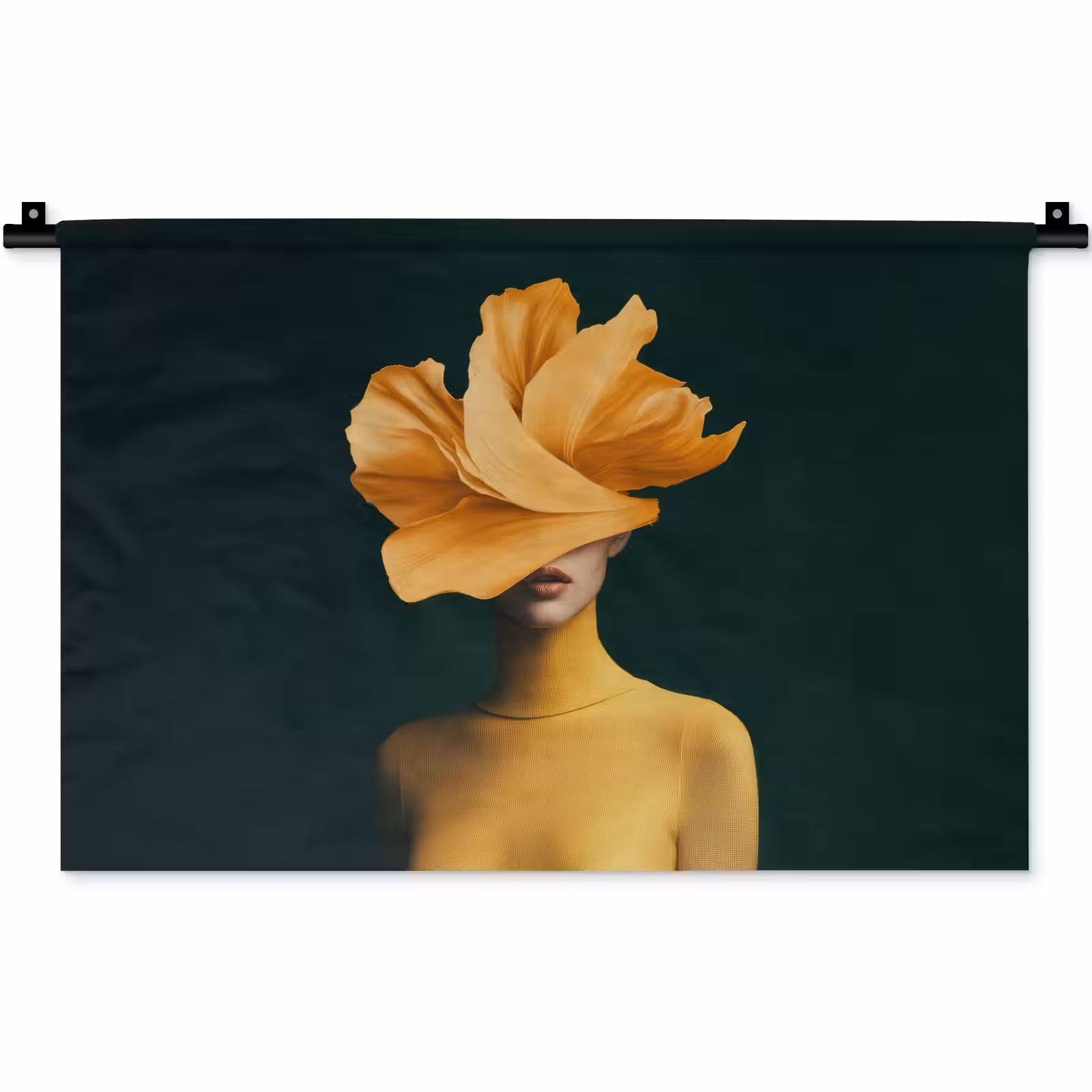 Wandkleed - Vrouw - Hoed - Geel — 1