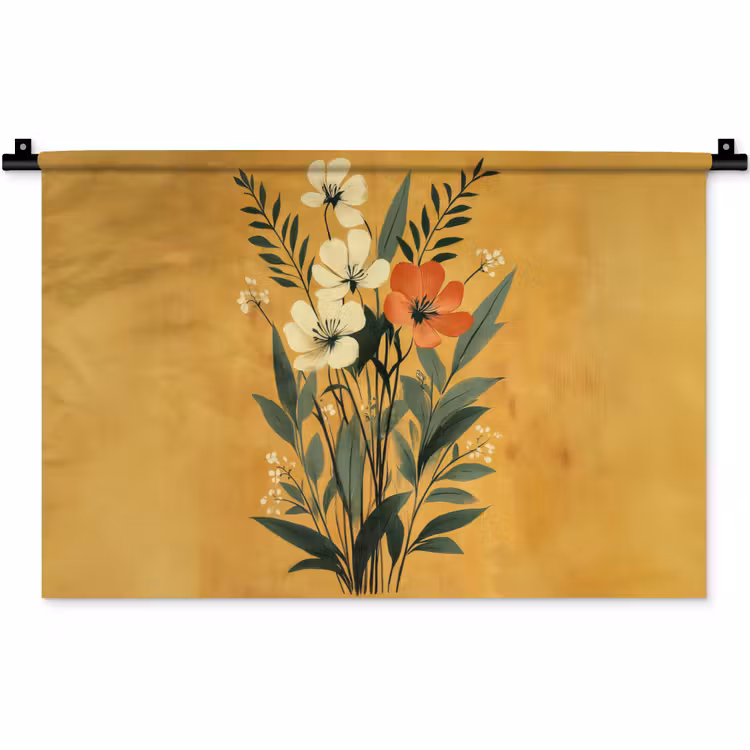 Wandkleed - Bladeren - Boeket - Bloemen - Geel — 1