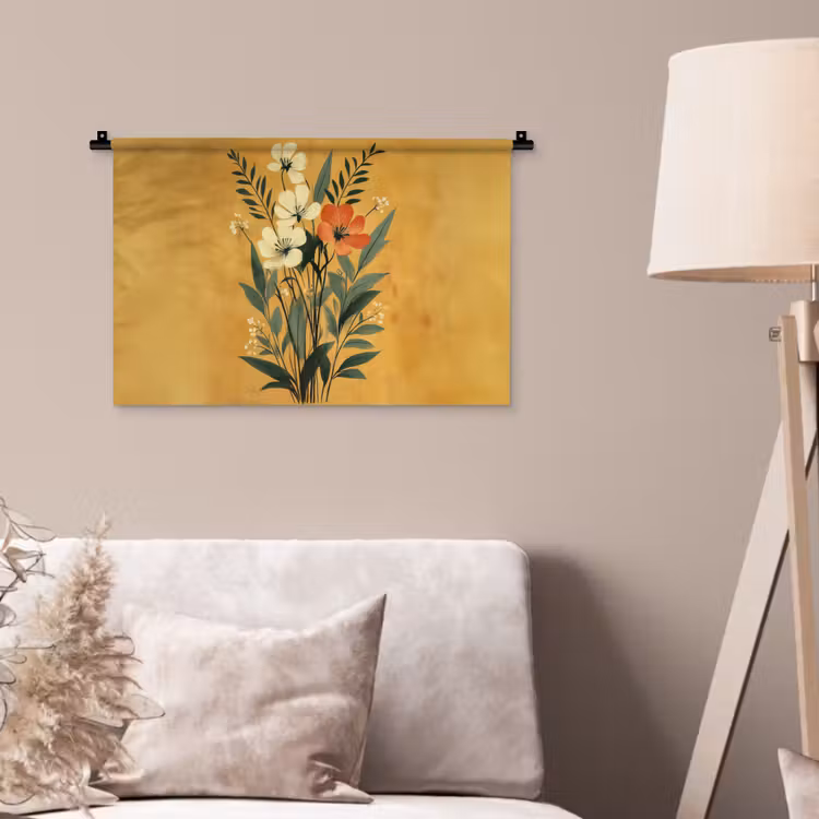 Wandkleed - Bladeren - Boeket - Bloemen - Geel — 2