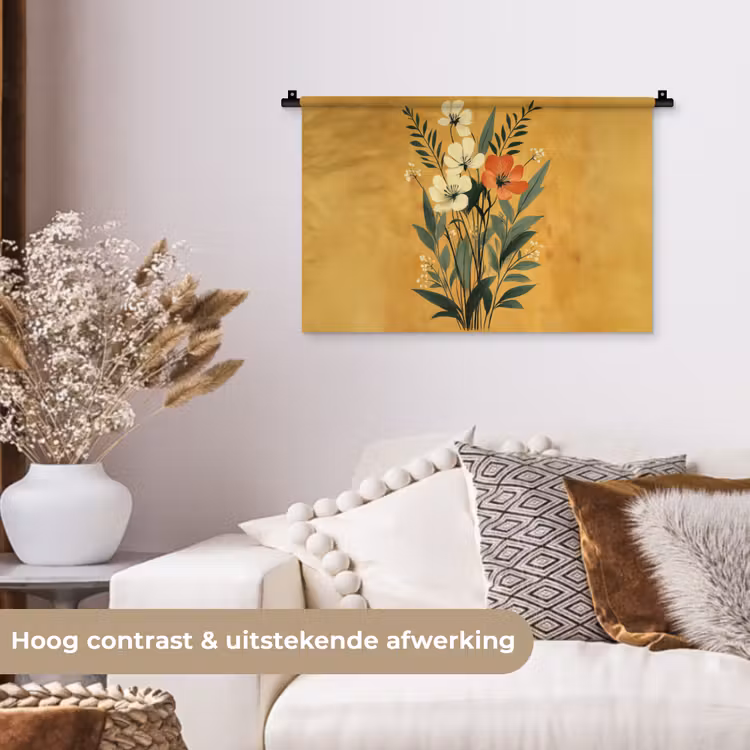 Wandkleed - Bladeren - Boeket - Bloemen - Geel — 4