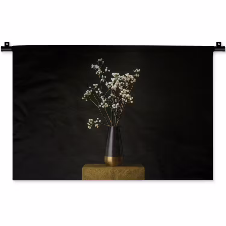 Wandkleed - Bloembollen - Wit - Vaas - Minimalistisch — 1