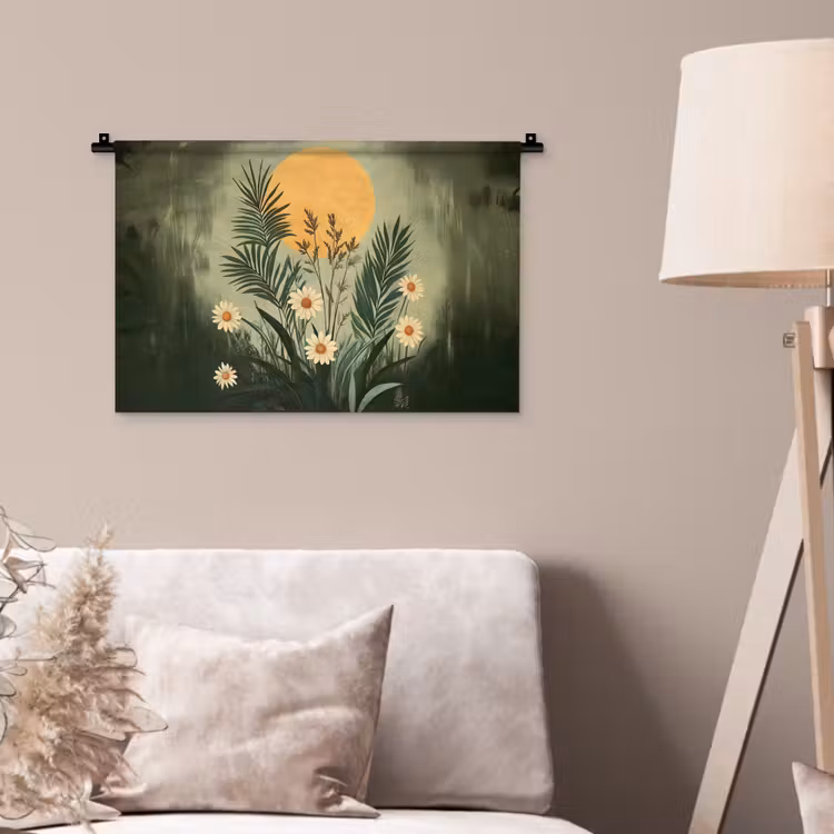 Wandkleed - Bloemen - Bladeren - Zon - Groen — 2
