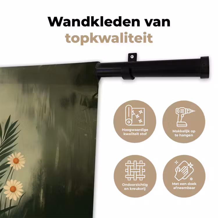 Wandkleed - Bloemen - Bladeren - Zon - Groen — 3
